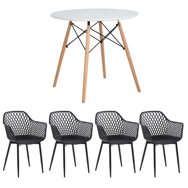 Mercer41 Stylish Dining Room Table Set For 4, Elegant 5Piece Round